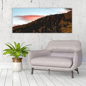 Slika crvenih oblaka iznad brda (120x50 cm)