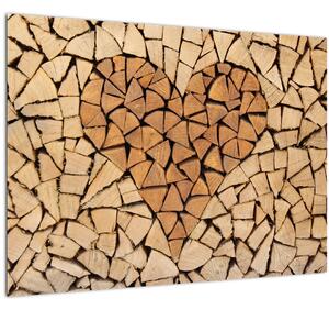 Staklena slika - Srce od drveta (70x50 cm)