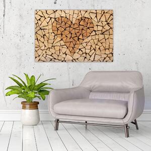 Slika - Srce od drveta (90x60 cm)