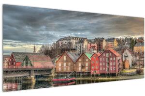 Slika - Kuće uz rijeku (120x50 cm)