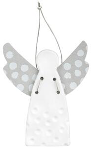 Porculanski viseći anđeo DOTS SILVER (9 cm)