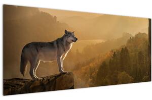 Slika vuka na stijeni (120x50 cm)