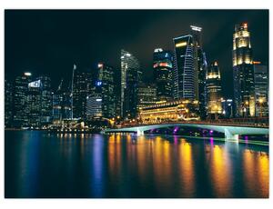 Staklena slika noćnog Singapura (70x50 cm)