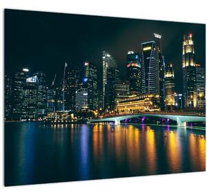 Staklena slika noćnog Singapura (70x50 cm)