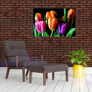 Slika tulipana na crnoj pozadini (90x60 cm)