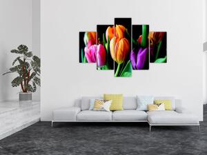 Slika tulipana na crnoj pozadini (150x105 cm)