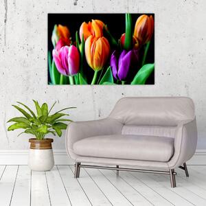 Slika tulipana na crnoj pozadini (90x60 cm)