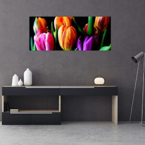 Slika tulipana na crnoj pozadini (120x50 cm)
