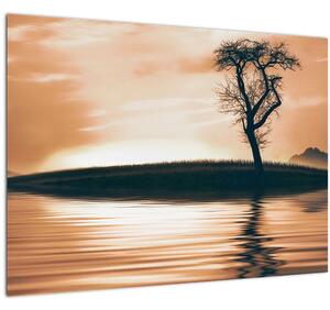 Staklena slika drveta na otoku (70x50 cm)