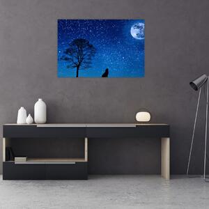 Slika vuka kako zavija na Mjesec (90x60 cm)