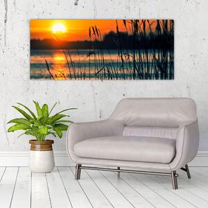 Slika - Zalazak sunca nad jezerom (120x50 cm)