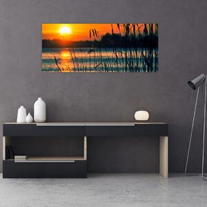 Slika - Zalazak sunca nad jezerom (120x50 cm)