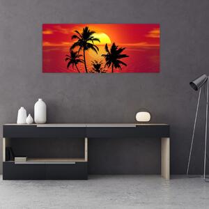 Slika siluete otoka s palmama (120x50 cm)