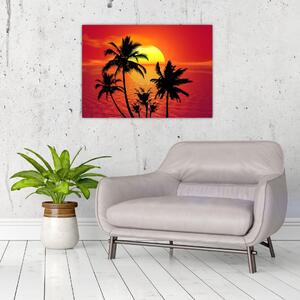 Slika siluete otoka s palmama (70x50 cm)