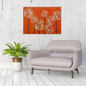 Staklena slika - Narančasta šuma (70x50 cm)
