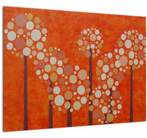 Staklena slika - Narančasta šuma (70x50 cm)