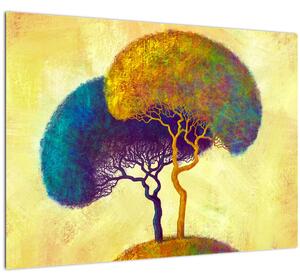 Staklena slika - Drveće na brdu (70x50 cm)
