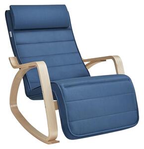 Stolica za ljuljanje, oslonac za noge podesiv u 5 smjerova, plava-prirodna boja | SONGMICS