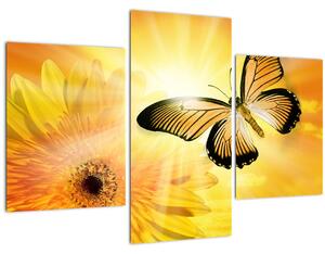 Slika - Žuti leptir s cvijetom (90x60 cm)