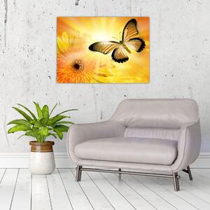 Slika - Žuti leptir s cvijetom (70x50 cm)
