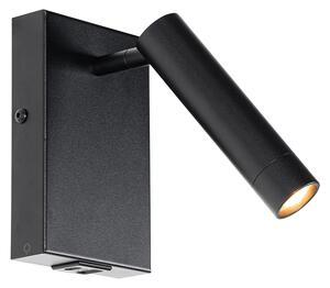 Moderna zidna svjetiljka crna s podesivim USB-om - Croft