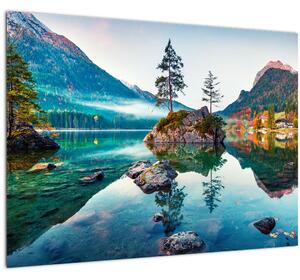 Staklena slika - Jezero Hintersee, Bavarske Alpe, Austrija (70x50 cm)