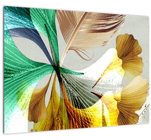 Slika - Lišće s perjem (70x50 cm)