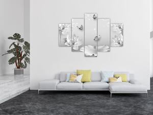 Slika - Cvjetni dizajn s leptirima (150x105 cm)