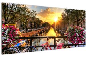 Slika - Izlazak Sunca u Amsterdamu (120x50 cm)
