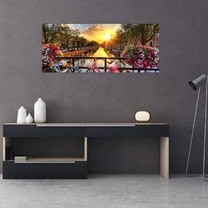Slika - Izlazak Sunca u Amsterdamu (120x50 cm)