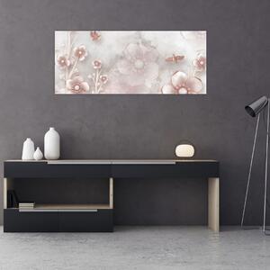 Slika - Ružičasto cvijeće (120x50 cm)