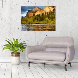 Slika - Stijene uz jezero (70x50 cm)