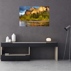 Slika - Stijene uz jezero (90x60 cm)