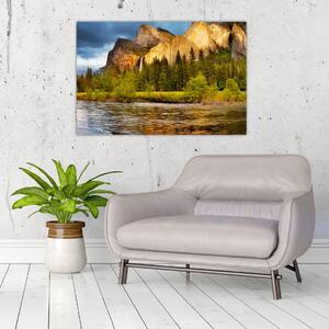 Slika - Stijene uz jezero (90x60 cm)