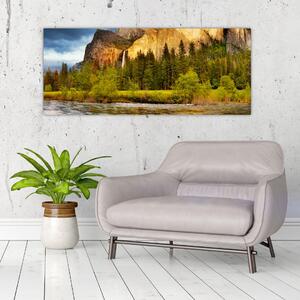 Slika - Stijene uz jezero (120x50 cm)