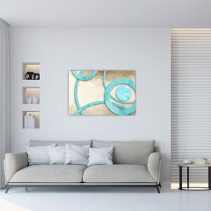 Slika - Plavi krugovi na akvarelu (90x60 cm)