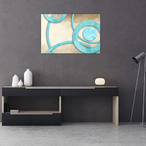 Slika - Plavi krugovi na akvarelu (90x60 cm)