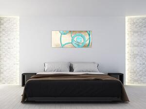 Slika - Plavi krugovi na akvarelu (120x50 cm)