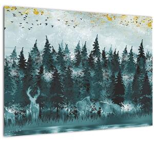 Staklena slika - Životinje u šumi (70x50 cm)