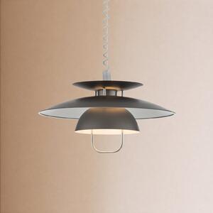 Lindby viseća lampa Nadija, siva, 43 cm, podesiva po visini, E27, prigušiva, Sivo, Kuhinja, Metal