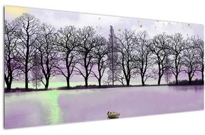 Slika - Brodica na jezeru (120x50 cm)