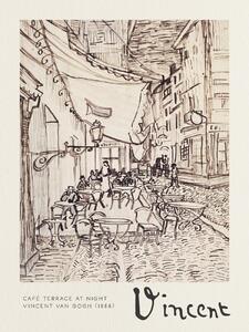 Reprodukcija umjetnosti Café Terrace at Night Sketch - Vincent van Gogh, (30 x 40 cm)