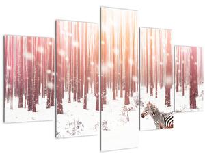 Slika - Zebra u snježnoj šumi (150x105 cm)