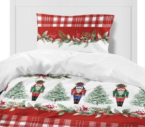 Božićna posteljina crvena s Orašarom Rozměr: 220x200 cm | Rozměr 2 x 70 x 80 cm