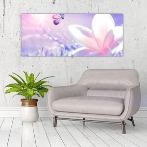 Slika - Leptir slijeće na cvijet (120x50 cm)