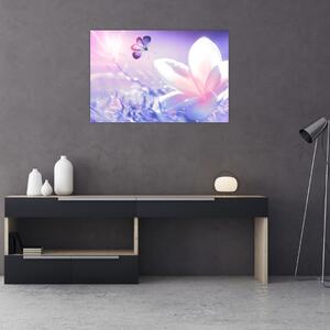 Slika - Leptir slijeće na cvijet (90x60 cm)