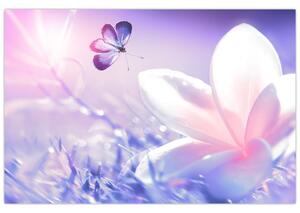 Slika - Leptir slijeće na cvijet (90x60 cm)