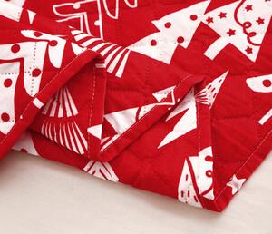 Crveni prekrivač za krevet CHRISTMAS TREES Dimenzije: 220 x 240 cm