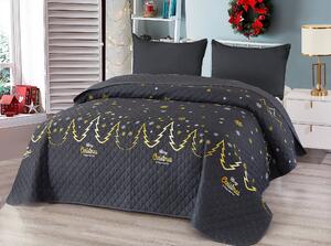 Crni prekrivač za krevet MERRY CHRISTMAS Dimenzije: 220 x 240 cm