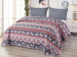 Sivi prekrivač za krevet CHRISTMAS PIXEL Dimenzije: 220 x 240 cm